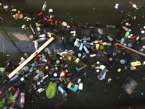waste floating in water