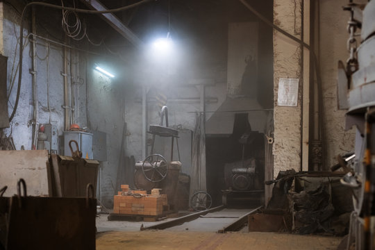Interior of empty spacious foundry workshop