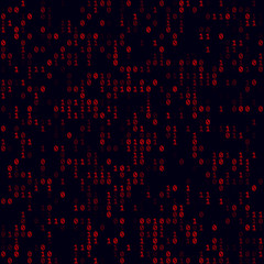 Futuristic tech background. Red sparse binary background. Medium sized seamless pattern. Stylish vector illustration.