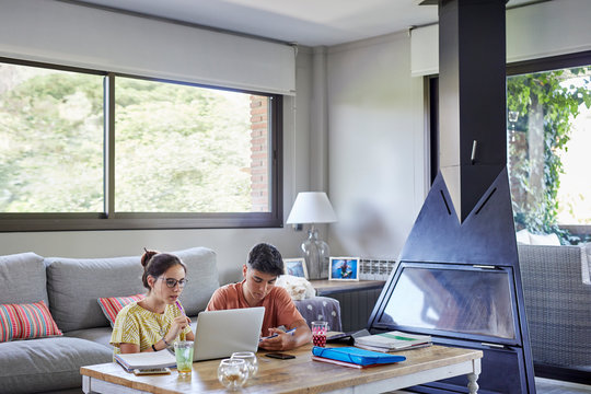 Teenagers learning together