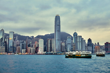 Hong Kong skyline and Victoria Harbor.