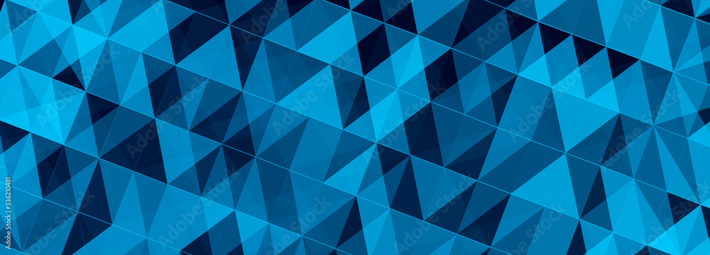 Poster Abstract polygonal space. Triangular colorful background. 3d illustration. Widescreen