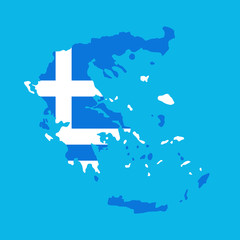 Greece map silhouette with filled National Greek Flag - Vector illustration
