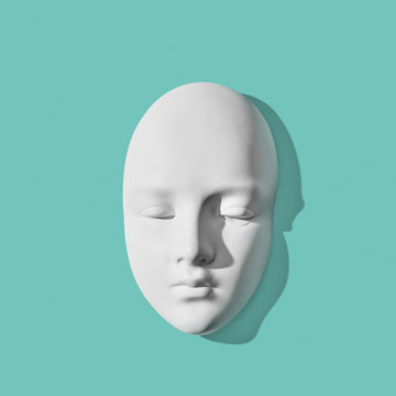 White mask placed on azure background
