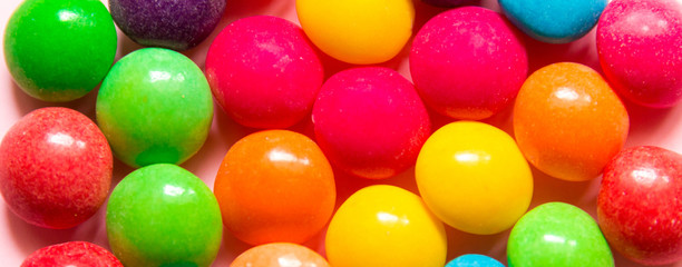 Bright colored candy close-up. Bright colors layout. Selective focus