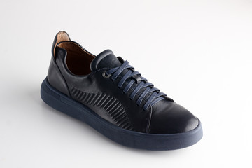 Blue men shoes isolated on white background.