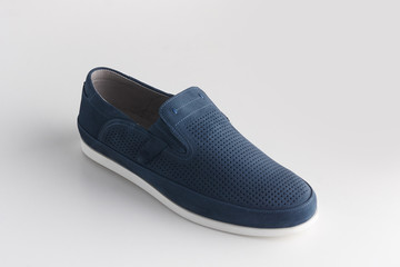 Blue men shoes isolated on white background.