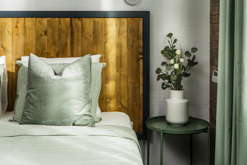 Cozy bedroom in a vintage hostel