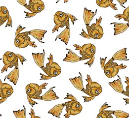 fish, aquarium, pattern, cloth, gold fish