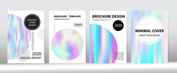 Holographic Gradient Vector Background. Rainbow Magazine Print Template. 