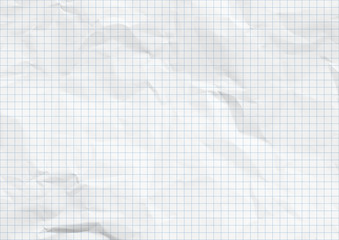 White crumpled paper. Blue graph lines