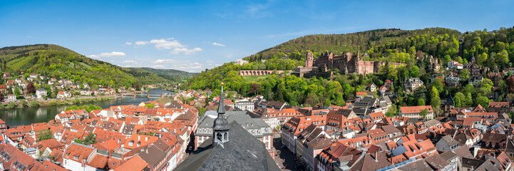 Elevated view from the Church of the Holy Spirit in Heidelberg, Baden-Württemberg, Germany