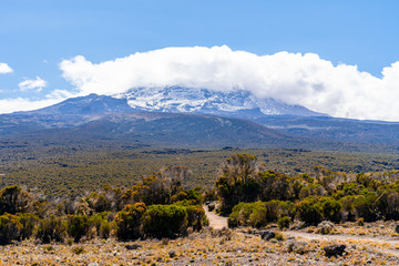 Beautiful landscape of Tanzania and Kenya from Kilimanjaro mountain.
