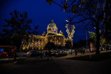 
Night shot of the beautiful Parliament building of the Republic of Serbia