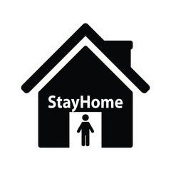 stay home icon  sign lockdown icon home icon with lock symbol quarantine 