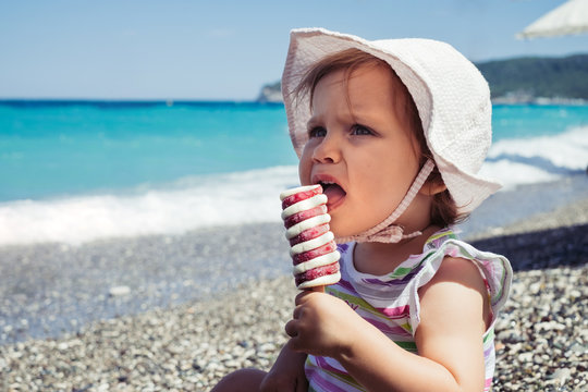 Baby Girl enjoying her first Ice Cream