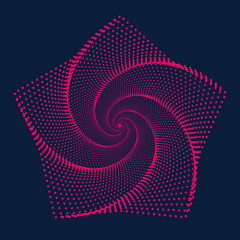 abstract pentagon with halftone dots design. digital purple flower pattern