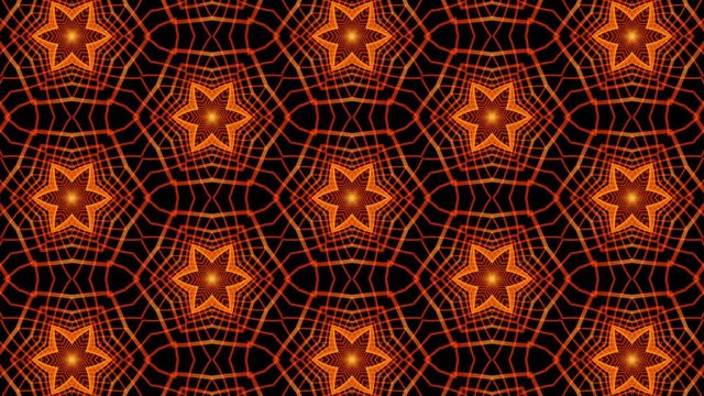 Orange polygon kaleidoscope background. Abstract motion graphics for event, shows, an advertisement, mandala, fractal animation, abstract conception. 4k Abstract motion graphics