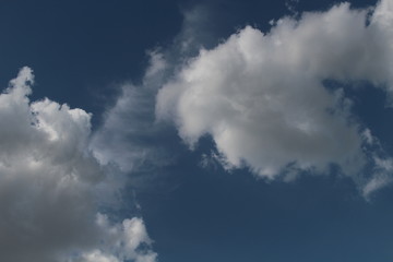 Today's sky is beautiful, floating clouds look bright.