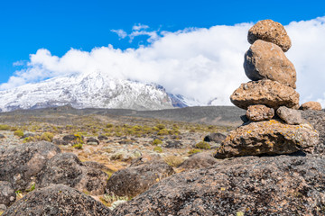 Beautiful landscape of Tanzania and Kenya from Kilimanjaro mountain.