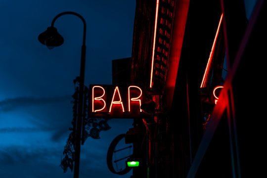 Neon sign out of a bar