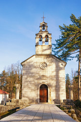 Montenegro, Cetinje town. Church of Birth of Our Lady ( Court Church on Cipur ) on sunny winter day