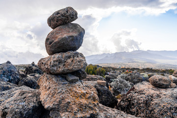 Beautiful landscape of Tanzania and Kenya from Kilimanjaro mountain.