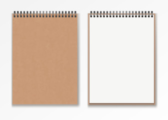 Realistic Blank vertical closed realistic spiral notepad mockup set . - obrazy, fototapety, plakaty