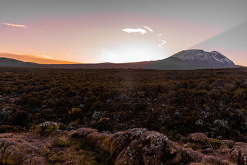 Beautiful landscape of Tanzania and Kenya from Kilimanjaro mountain.