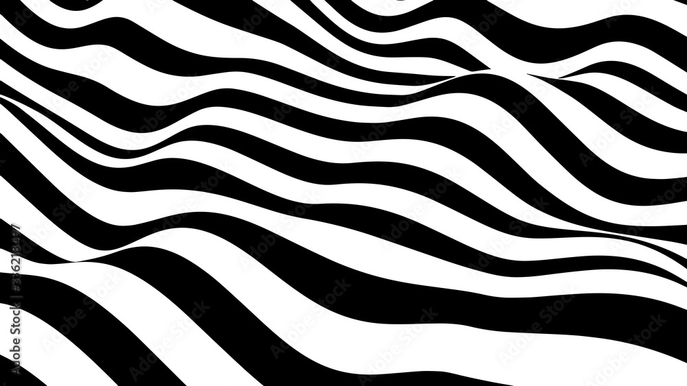 Aufkleber abstract wave of white and black curved lines. hallucination. optical illusion. twisted illustration