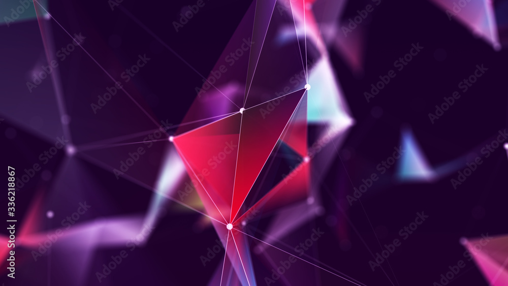 Aufkleber blurred abstract background of multiple connected triangles. digital futuristic business wallpaper. 