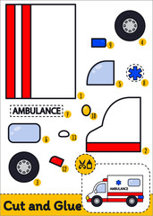 Cut and Glue Worksheet - Ambulance