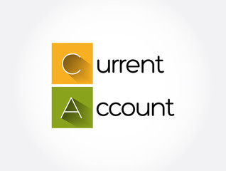 CA - Current Account acronym, business concept background