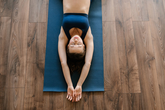 Pregnant lying in reclined bound angle pose