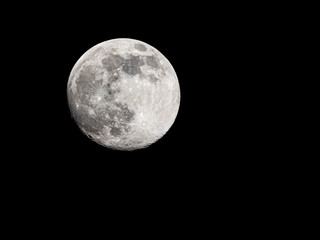 Full moon on black sky background