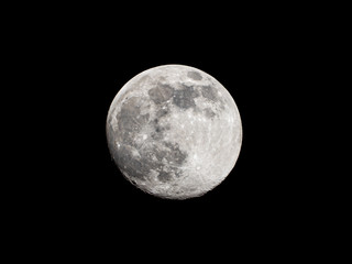 Full moon on black sky background