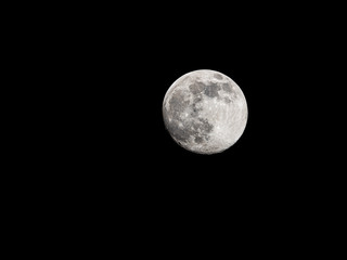 Full moon on black sky background