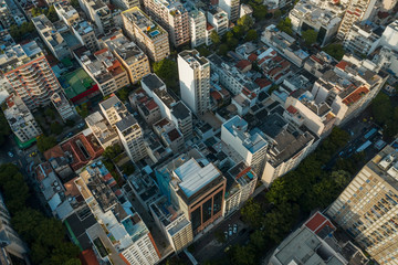 Drone view of the buildings in the city