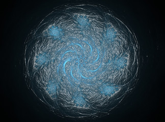 Abstract fractal background - computer-generated image. Digital art. Converging toward the center of the circles.