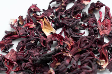 Dry Hibiscus Tea Leaves Closeup
