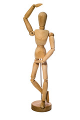 Wooden mannequin dancing ballet - stands on a white background 2