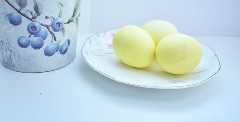 yellow eggs on the plate