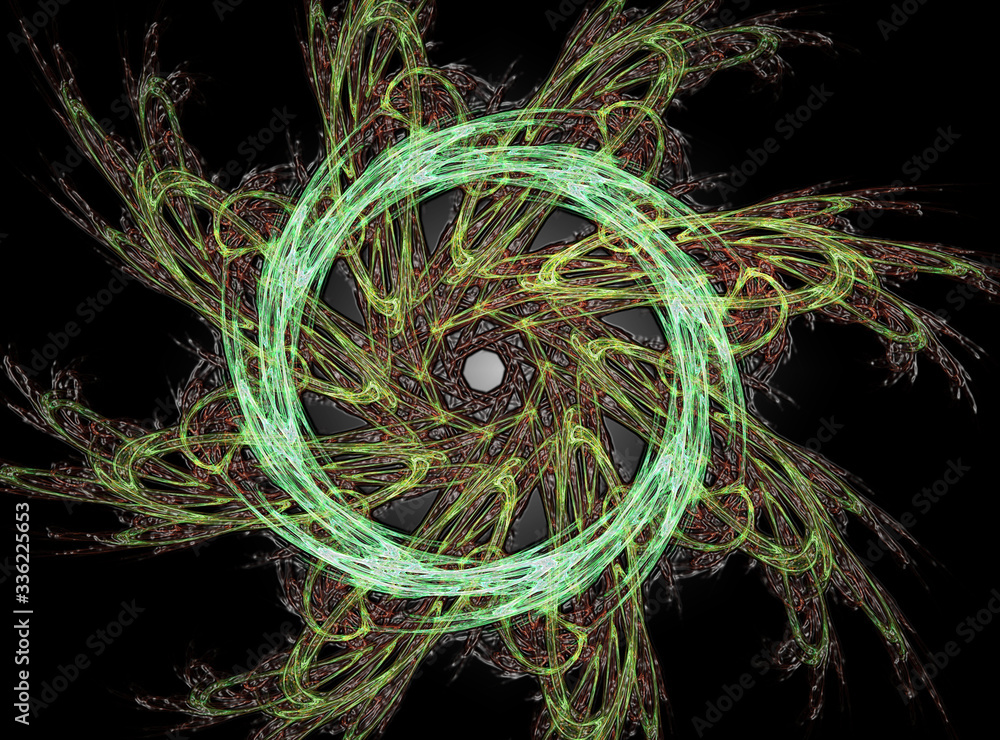 Poster computer generated fractal artwork for creative design, art and entertainment. background with rotat