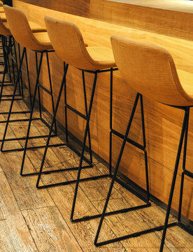Bar chairs near counter