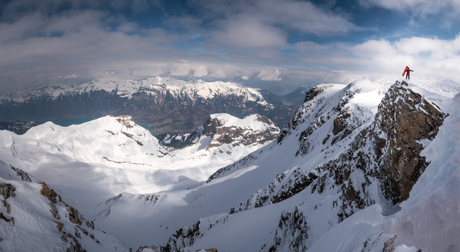 snowboarder on mountain top