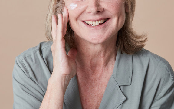 Mature woman skin hydration