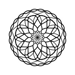 Isolated mandala illustration for coloring book. Isolated mandala flower. Oriental illustration of mandala