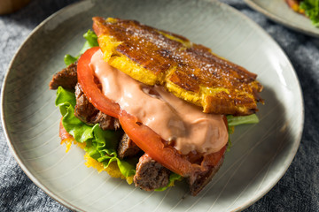 Homemade Puerto Rican Jibarito Steak Sandwich