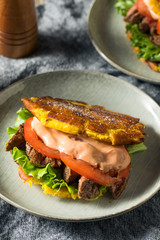 Homemade Puerto Rican Jibarito Steak Sandwich