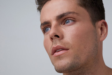 Man closeup portrait clean skin